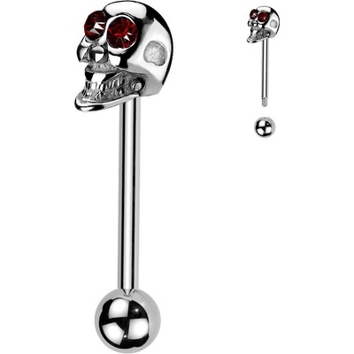 Šperky4U piercing do jazyku lebka PJ01054-R
