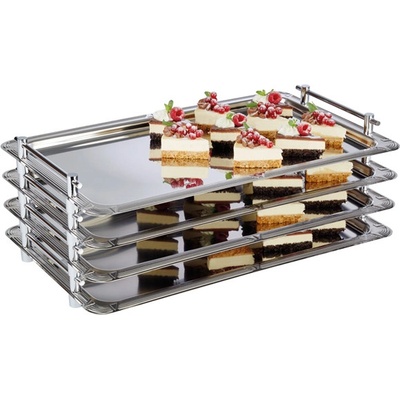 APS Servírovací tác obdélníkový s chromavanými úchyty GN 1/1 530x325 mm Profi Line inox