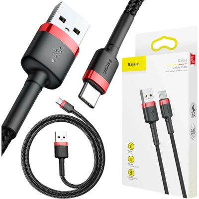 Baseus 0,5m, červený, černý CATKLF-A91 USB-C 3A