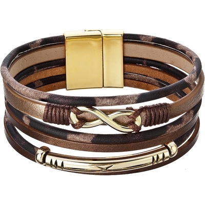 PAVONA Náramok textilný široký s ozdobou infinity 53011.3 brown