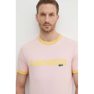 Lacoste Памучна тениска Lacoste в розово с десен (TH7531)