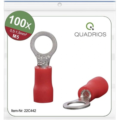 Quadrios 22C442 guľaté káblové oko Prierez=1.5 mm² Ø otvoru=5.3 mm čiastočne izolované červená 1 sada