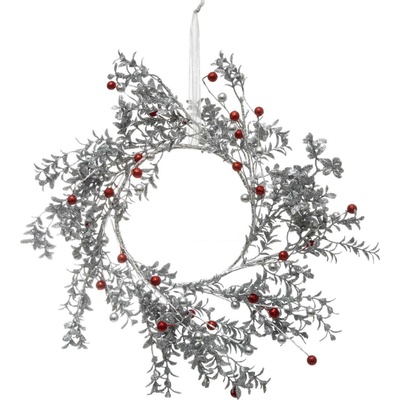 Fééric Lights and Christmas Závěsný vánoční věnec, O 44 cm stříbrná