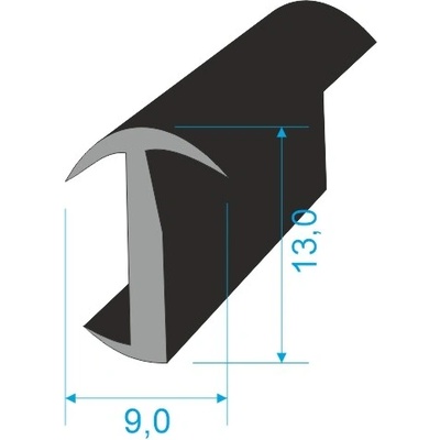 TKP 598 Pryžový profil tvaru "T" 9x13mm, EPDM 60ShA