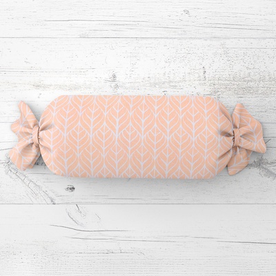 Biante Vankúš valec bonbon Sandra SA-213 Listy na marhuľovo oranžovom 15x40