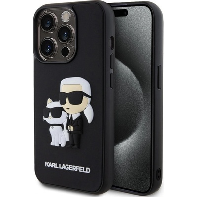 Karl Lagerfeld 3D Rubber Karl and Choupette iPhone 15 Pro čierne