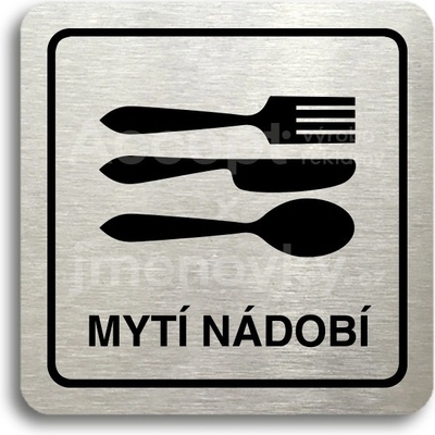 ACCEPT Piktogram mytí nádobí - stříbrná tabulka - černý tisk