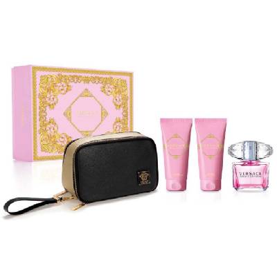 Versace Bright Crystal, Sprchovací gél 100ml + Telový krém 100ml + Toaletná Voda 90ml + Kozmetická Taška pre ženy