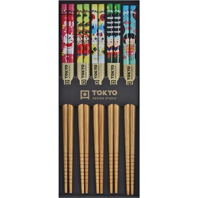 Tokyo Design Studio Čínske paličky set 5 párov mačky a postavičky