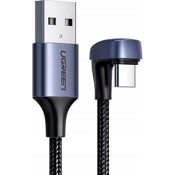 Ugreen 70313 Nylonový pletený USB - uhlový USB typu C, 1m, sivý