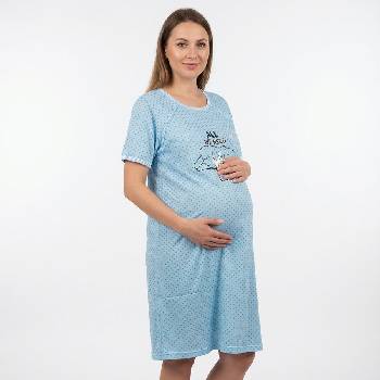 Нощница за кърмачки в синьо с точки и зайче