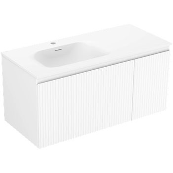 Mexen Rivel шкаф за баня 100 см с умивалник Vela ляв, 1S, 1D, релефен, бял мат - 91A23-10047-3-BBFF01-W23L01 (91A23-10047-3-BBFF01-W23L01)