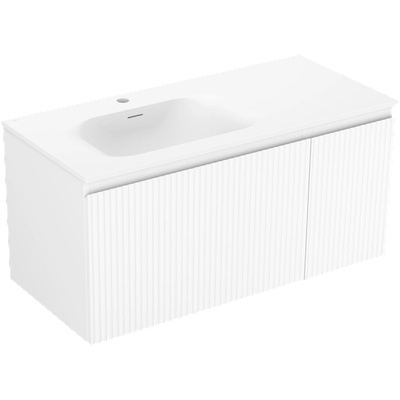 Mexen Rivel шкаф за баня 100 см с умивалник Vela ляв, 1S, 1D, релефен, бял мат - 91A23-10047-3-BBFF01-W23L01 (91A23-10047-3-BBFF01-W23L01)
