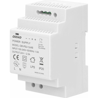 ORNO 24V Zdroj na DIN lištu DC, 2,5A, 60W