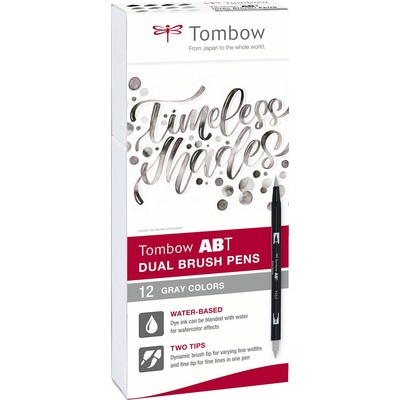 Tombow Маркер Tombow ABT Dual Brush 12P-3 сиви цветове (12) (ABT-12P-3)