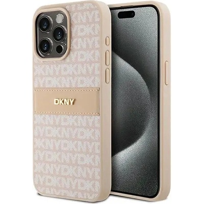 DKNY Кейс DKNY Leather Mono Stripe & Metal Logo за iPhone 15 Pro Max, розов (3666339260705)