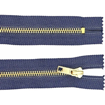 Pro Háčkování Kovový zip nedělitelný 10 cm, Ø 6 mm modrý jeans