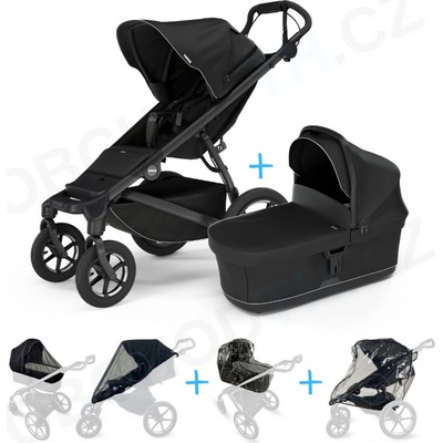 Thule Set 5v1 Urban Glide 4-wheel Black 2024 + vanička Black + pláštenky + ochranná sieť