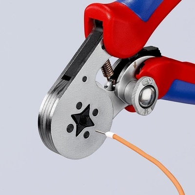 KNIPEX Клещи автоматични за кримпване на кабелни накрайници 0.08-16мм2 квадрат, хромирани, ръкохватка 180мм, с пружина, Knipex (K975504)
