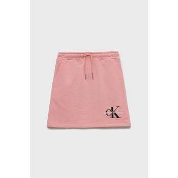 Calvin Klein Детска памучна пола Calvin Klein Jeans в розово къс модел със стандартна кройка (IG0IG01578.9BYY)