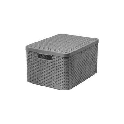 CURVER Košík STYLE L, umělý ratan, s víkem, 30 l, šedý