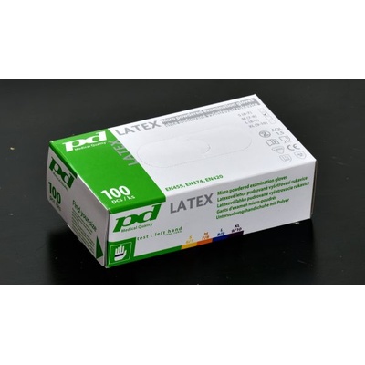 Profod PD-LX-PWD / Jednorázové latexové pudrované rukavice, bal. 100 ks M (prof_0636)
