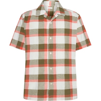 KnowledgeCotton Apparel Мъжка риза с копчета KnowledgeCotton Apparel Boxed Fit S/S Checkered Shirt - Beige check (033-2738-0113)