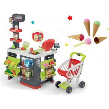 Smoby set obchod s vozíkem Supermarket a zmrzlina s kornoutkem 350213-18