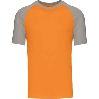 Kariban pánské baseball tričko s krátkým rukávem Two Tone oranžová světle šedá