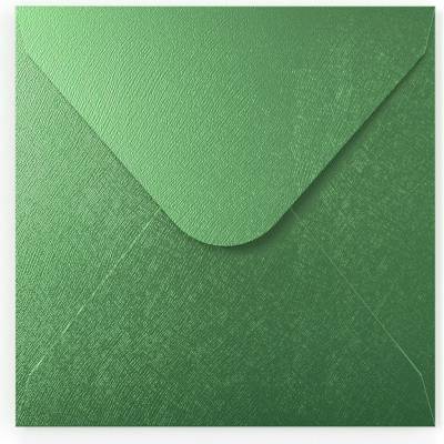 Strukturované obálky s Diamantová klopa - 155 x 155 mm - Lesní zelená