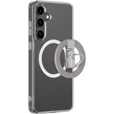 AMAZINGTHING Minimal Mag Case с магнитен пръстен и магнитен пръстен за Samsung Galaxy S25 - прозрачен (S25MRCL)
