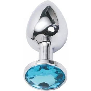 Image 1 of Sensual Метално дилдо Butt Plug "SILVER CRYSTAL AQUA BLUE" 7 см. Размер-S