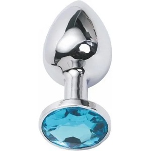 Sensual Метално дилдо Butt Plug "SILVER CRYSTAL AQUA BLUE" 7 см. Размер-S