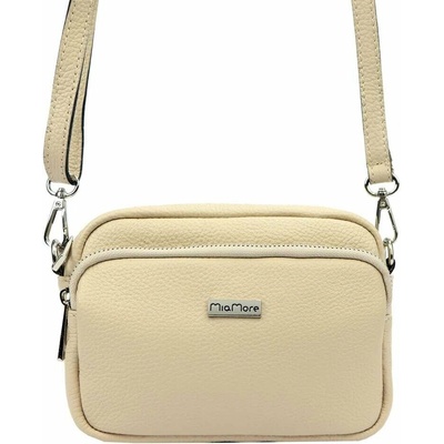 MiaMore dámska kabelka 01-062 Dollaro SILVER Crossbody z prírodnej kože so strieborným kovaním