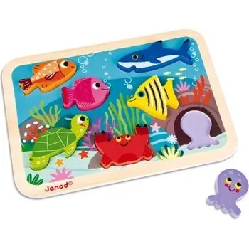 Image 1 of Janod - Забавен дървен пъзел с фигурки - Морско дъно (J07056)