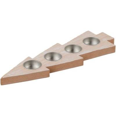 Adv. svícen dřevo 340x105x20mm na 4 čaj. svíčky, přírodní