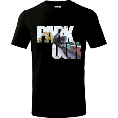 Parkour nápis v meste tričko Čierna