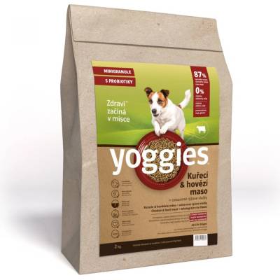 Yoggies Mini granule Kuřecí a hovězí maso lisované za studena 2 kg