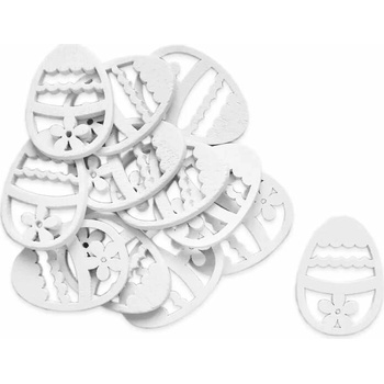 Lepaso Vajíčka přízdoba dřevo 12ks/3,5cm Bílá