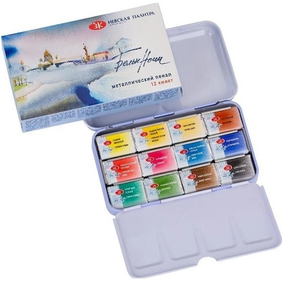 White Nights akvarelové barvy MetalBox fialový box 12 ks – Zboží Dáma