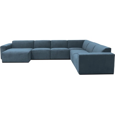 Scandic Син ъглов диван от рипсено кадифе (ляв ъгъл) Sting - Scandic (STING U CORNER LEFT WAVE blue 210)