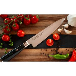 Satake Кухненски нож - SATAKE - Япония - ламинат дамаск - стомана MVS10cob- дръжка Mikarta - Chef(Guyto) - 200mm