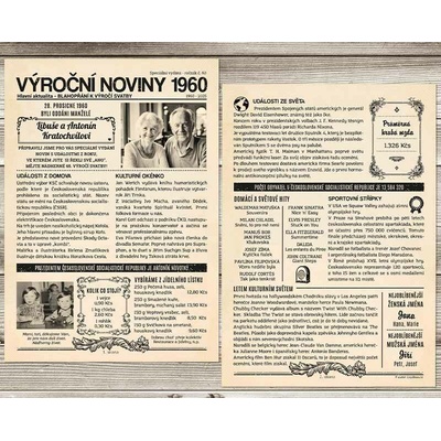 Noviny k výročí svatby 1960 - dvoustranné nebo jednostranné