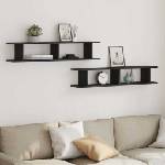 vidaXL Стенни рафтове 2 бр черно и дъб 105x18x20 см инженерно дърво (862062)