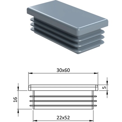 Krytka plastová 30 x 60 mm