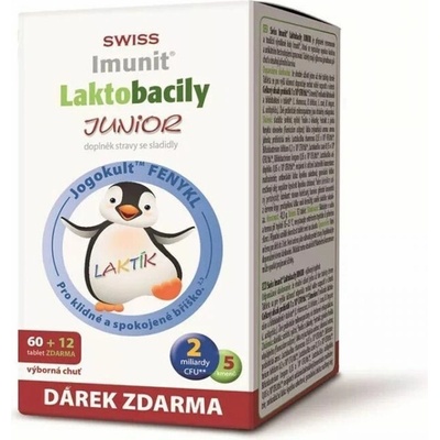 Swiss Imunit Laktobacily Junior + vitamín D3 60+12 tabliet