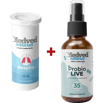 Medveď Natural Respiro PROBIO 20 tabliet a Probio LIVE 50 ml