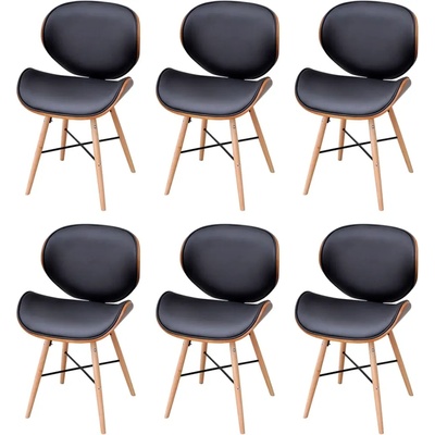 vidaXL Трапезни столове, 6 бр, извито дърво и изкуствена кожа (271949)