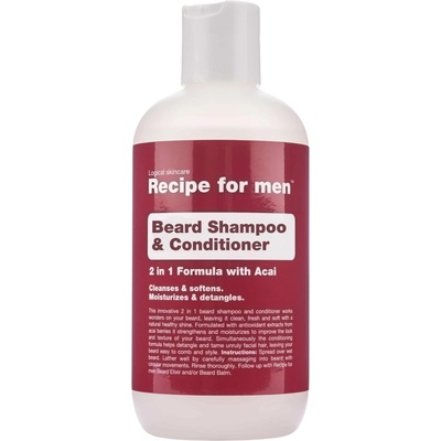 Recipe For Men Recipe For Men, Beard Shampoo & Conditioner, Cleansing and Conditioning, Beard Shampoo, Moisture, 250 ml