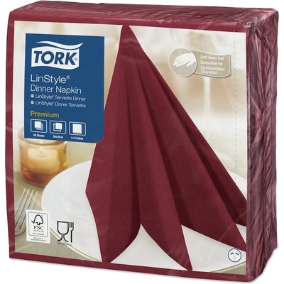 Tork Linstyle burgundy ubrousek večeře 1V 50ks 39x39cm